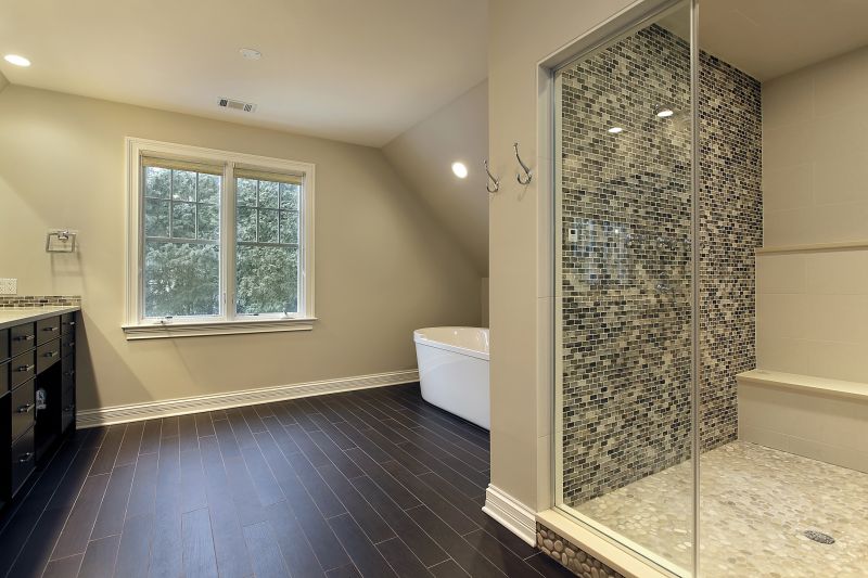 Contemporary Shower with Tile Accents